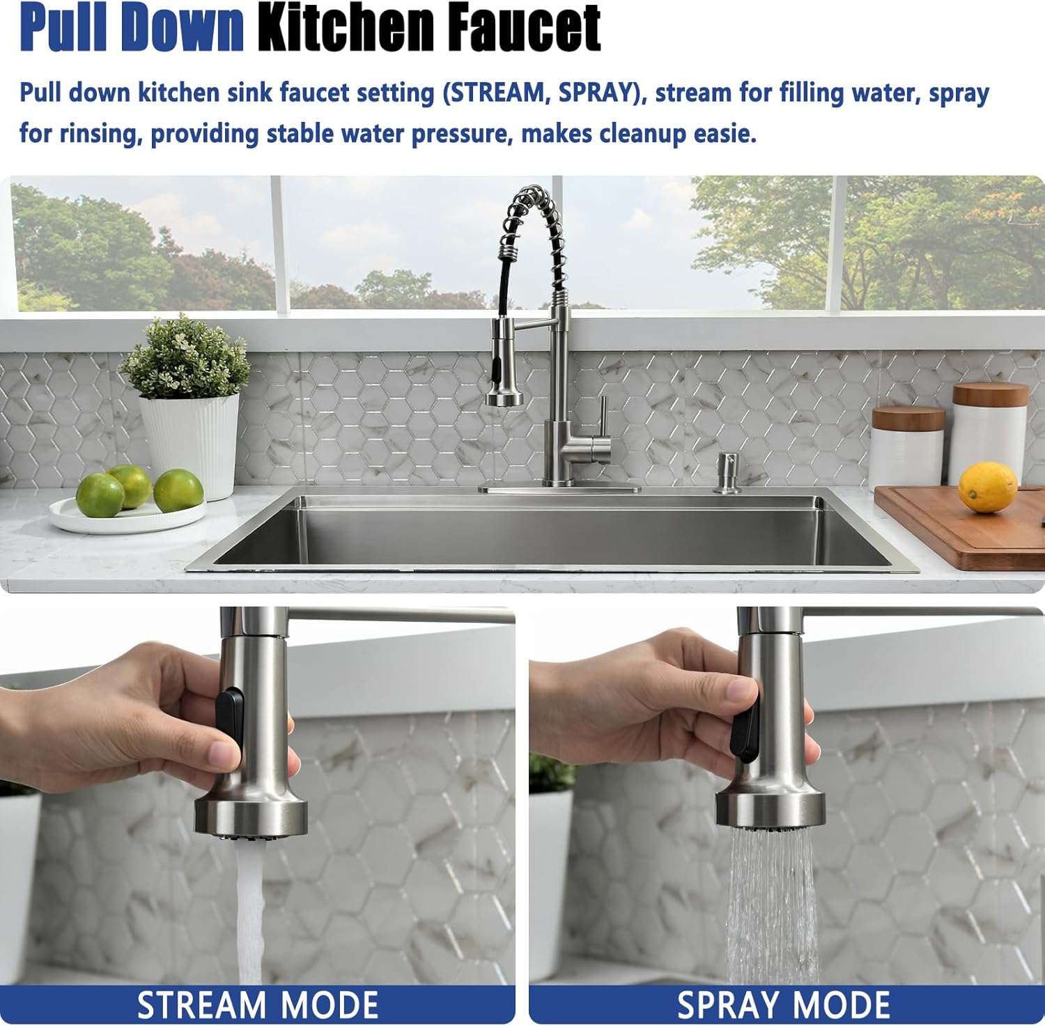 33 x 22 Drop In Kitchen Sink with Faucet Combo - 33x22 Drop In Sink and Faucet Combo Set,Stainless Steel 10 Inch Deep Single Bowl Workstation Sinks with Accessories